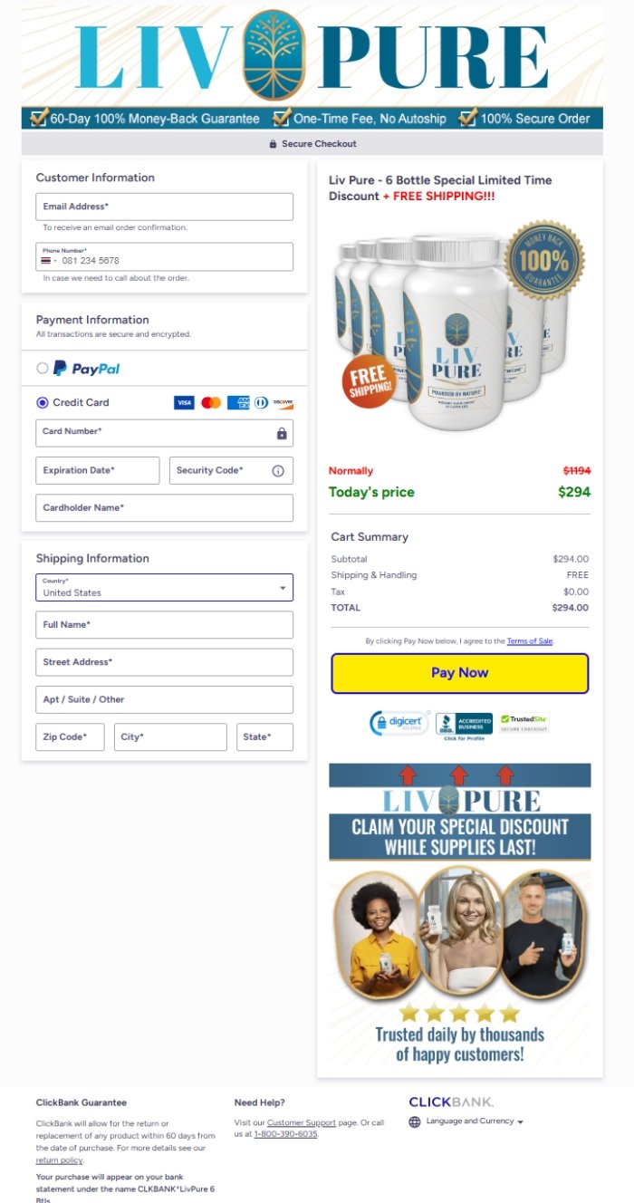 Liv Pure Official Website Secure Order Page